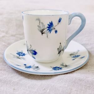 SHELLEY Blue Charm Antique Miniature Cup + Saucer